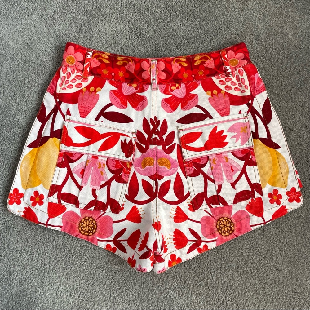 Farm Rio Romantic Orchard Floral Red Women's Shorts - Picture 4 of 8